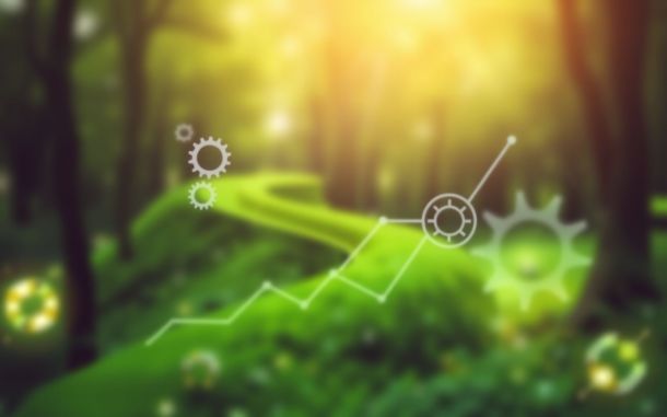 Business scaling journey with a winding path representing growth.