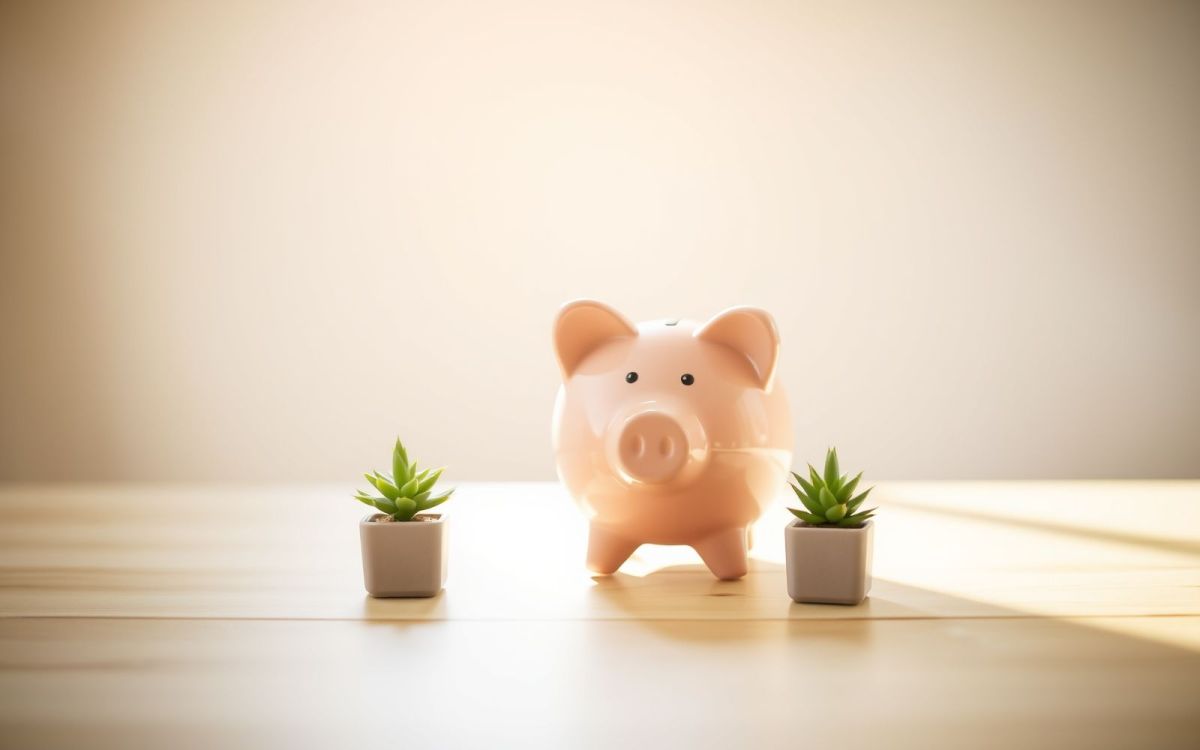 Piggy bank and succulent representing thoughtful decisions about when to consider a debt consolidation loan.