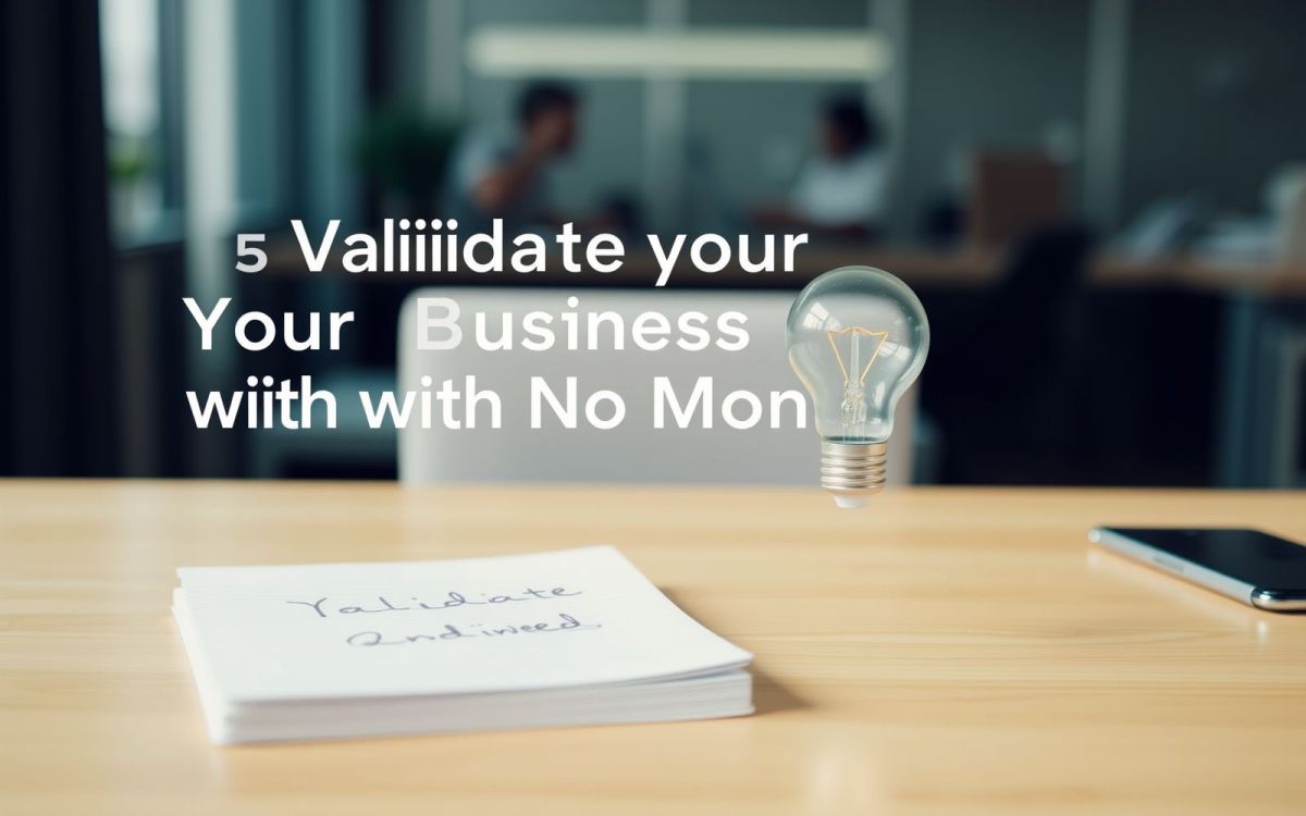 Validating a business idea with no money: notebook and lightbulb