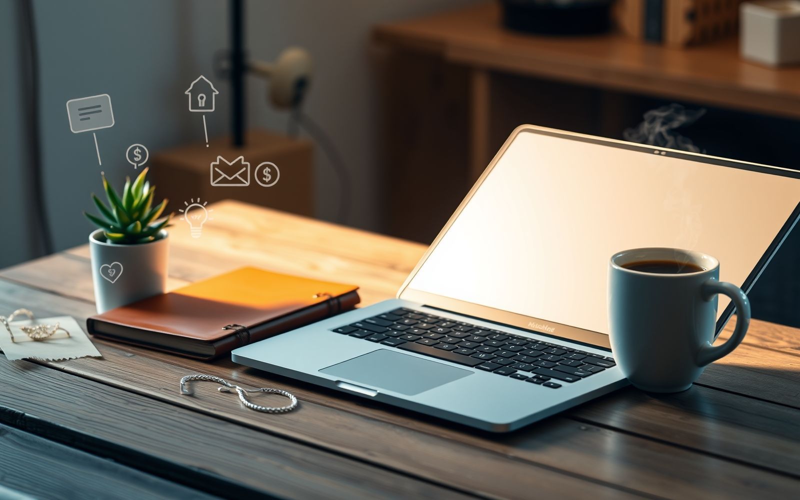 Remote worker side hustle ideas with laptop and coffee