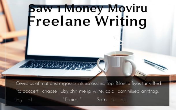 Freelance writing setup with laptop, coffee, and notebook for beginners.