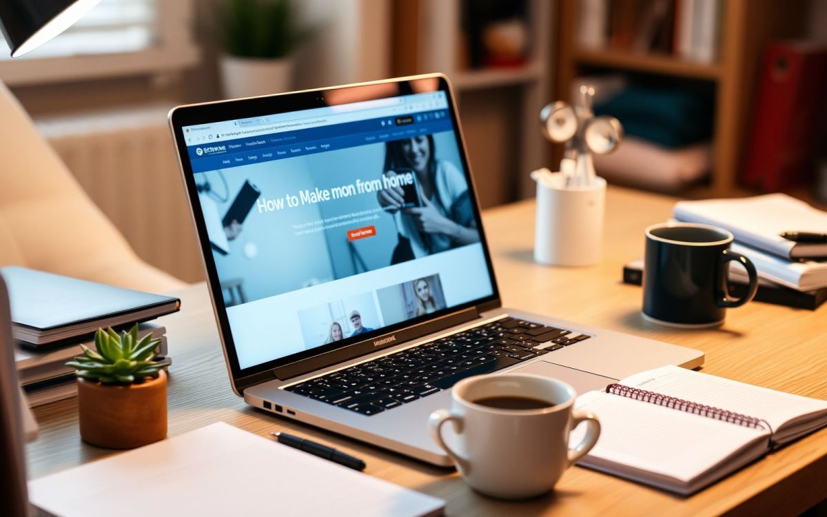 Home office setup for making money from home, showcasing remote work possibilities.