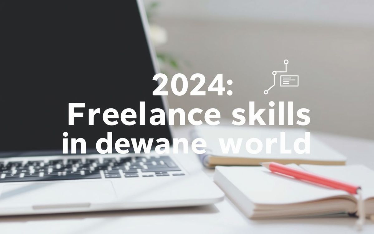 Freelance skills in demand for 2024: Laptop and workspace setup