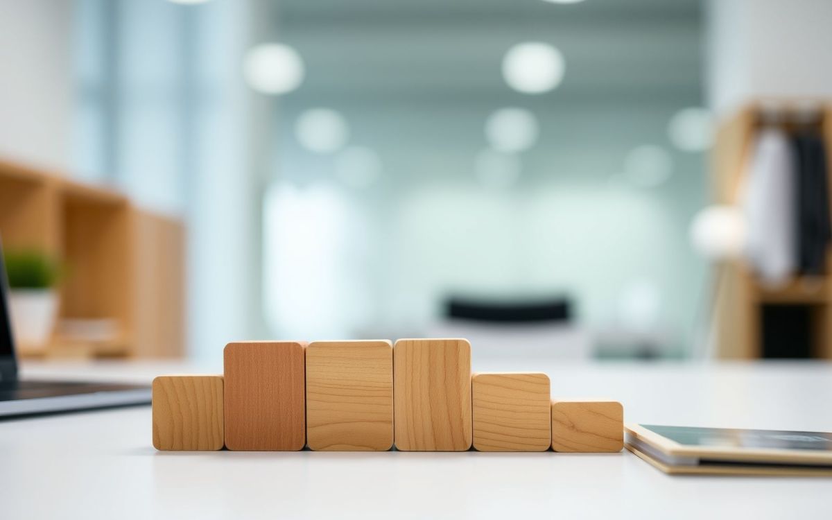 Wooden blocks representing the pros and cons of different business legal structures arranged on a bright desk.