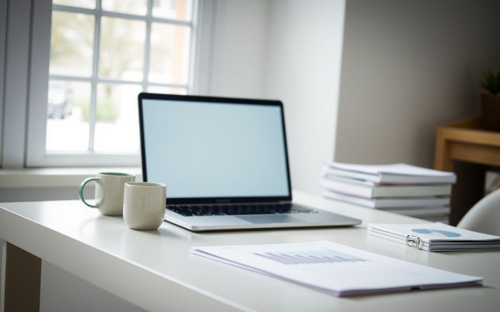 Laptop and coffee mug on desk illustrating tips for negotiating remote work salary effectively.