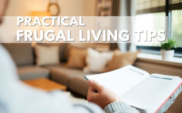 Cozy living room scene representing practical frugal living tips and budgeting