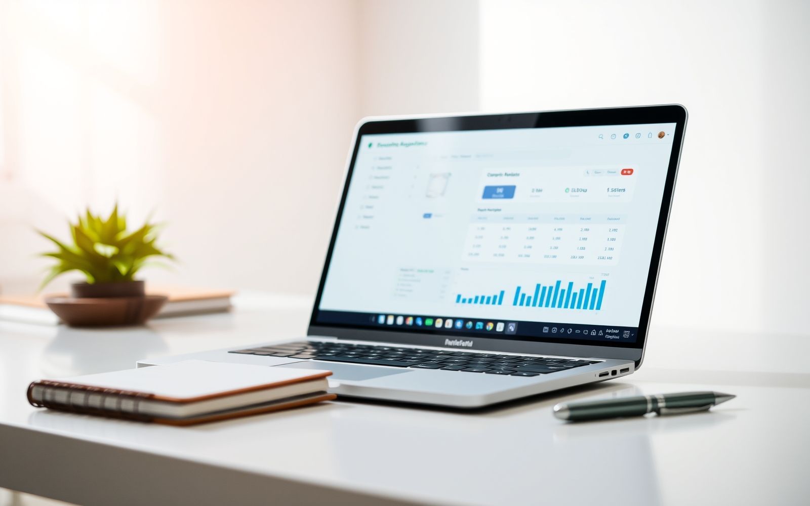 Freelancer using accounting software for financial management.