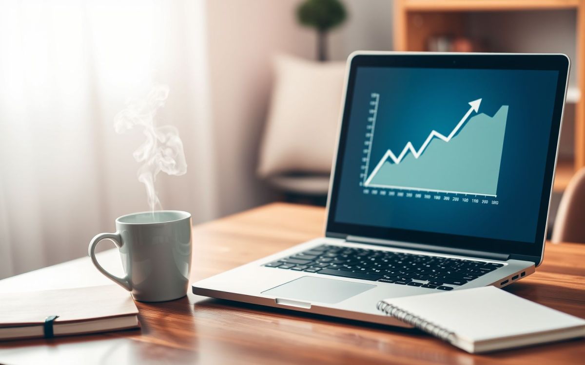 Laptop and notebook representing ways to make money online without investment.