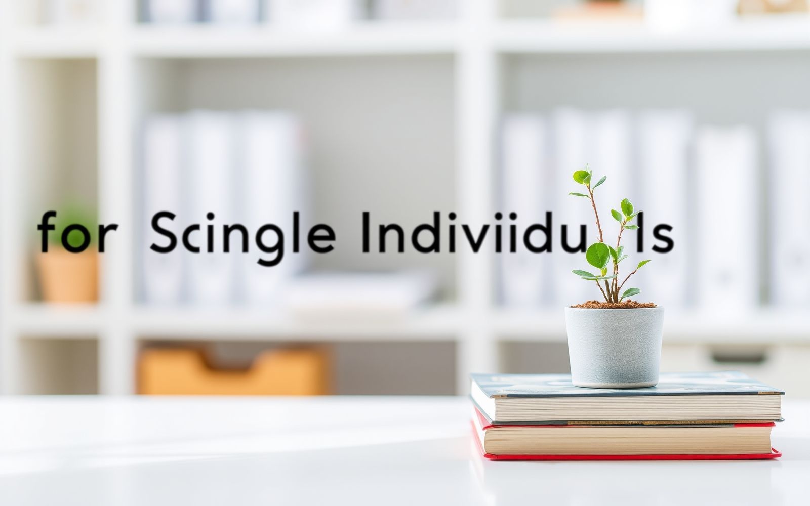 Life insurance planning for single adults: books and a plant symbolizing growth and financial security.