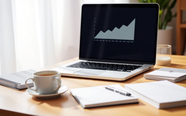 Laptop and tea representing making money online for free with no experience.