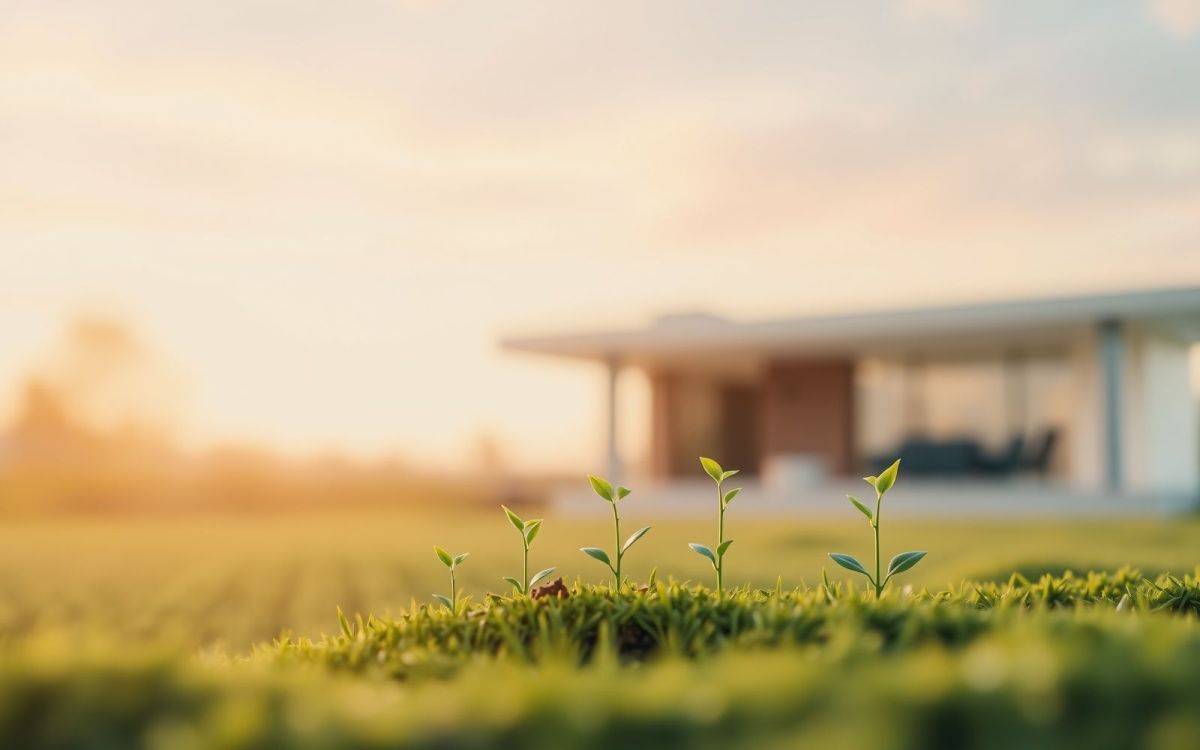 Retirement savings growth concept with a landscape representing financial security.