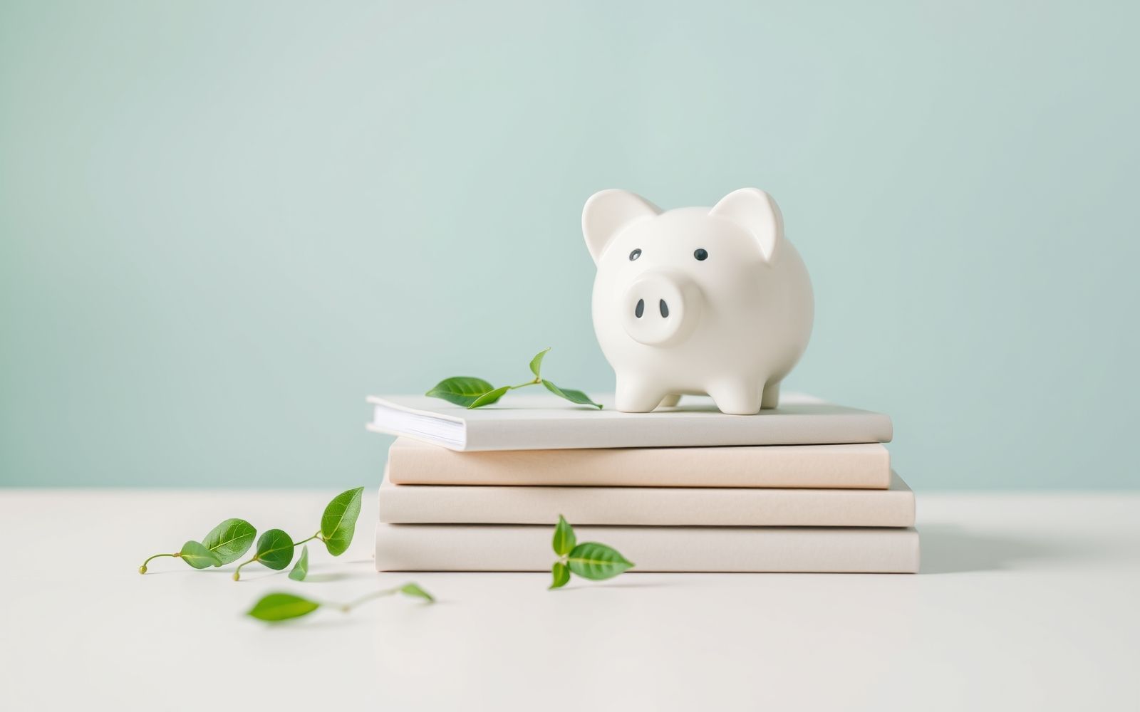 High-yield savings account concept: piggy bank on books