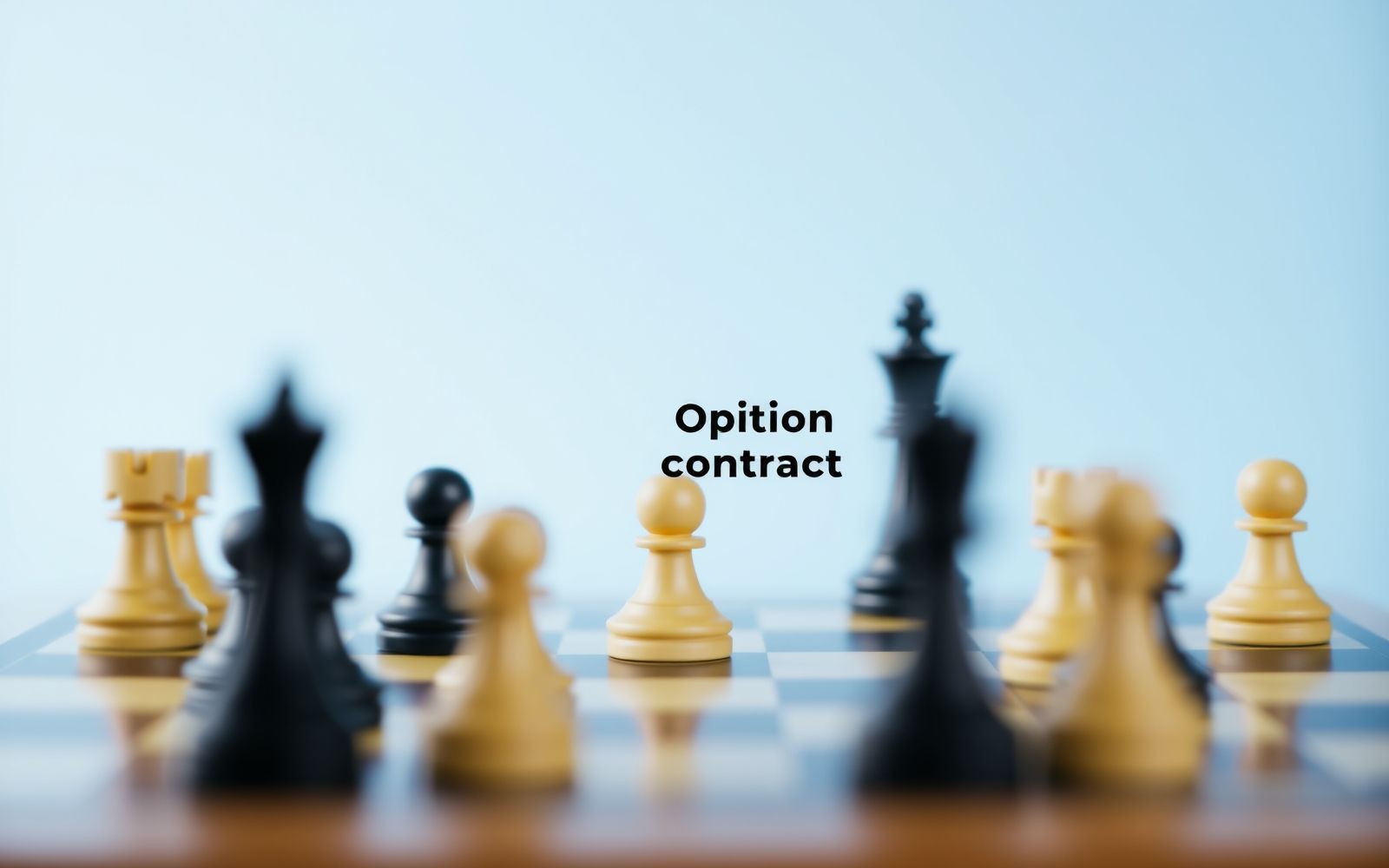 Options trading risks represented by a chessboard and an options contract, illustrating strategic investment.