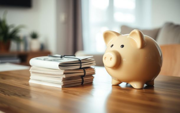 Emergency fund savings concept with piggy bank and financial documents