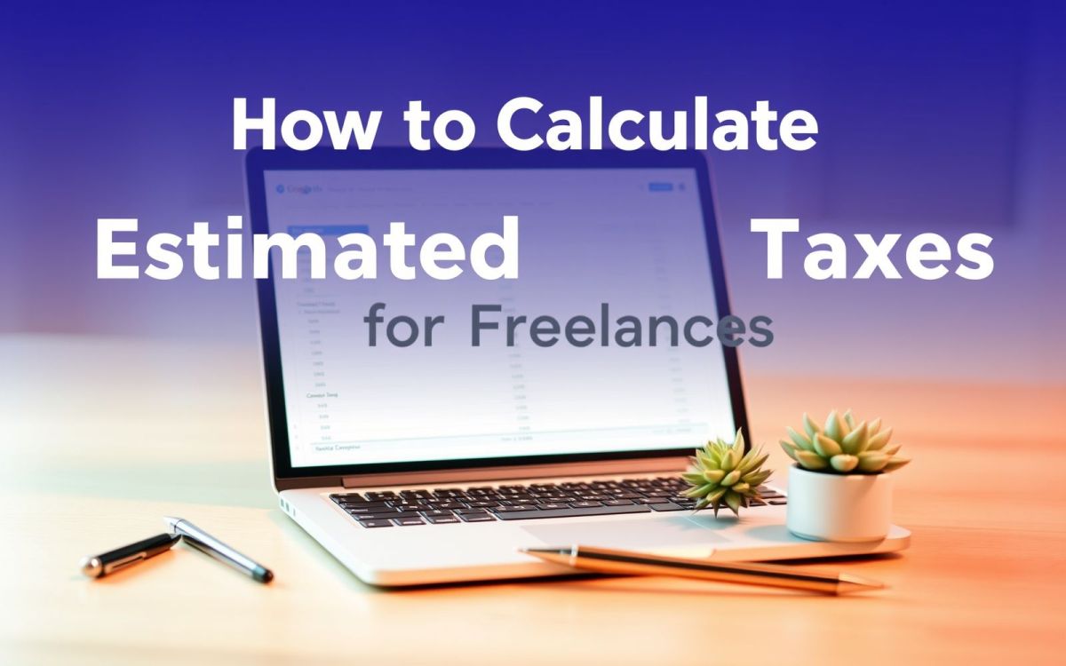 Freelancer calculating estimated taxes on laptop
