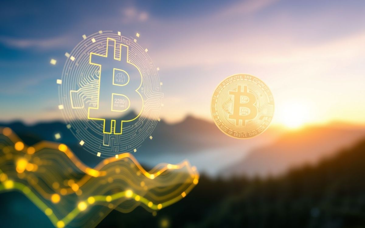 Abstract Bitcoin representation symbolizing potential investment opportunities and cryptocurrency growth.