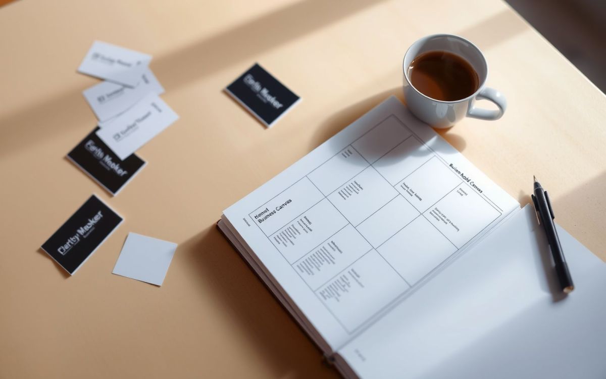 Business Model Canvas planning workspace for small business strategy