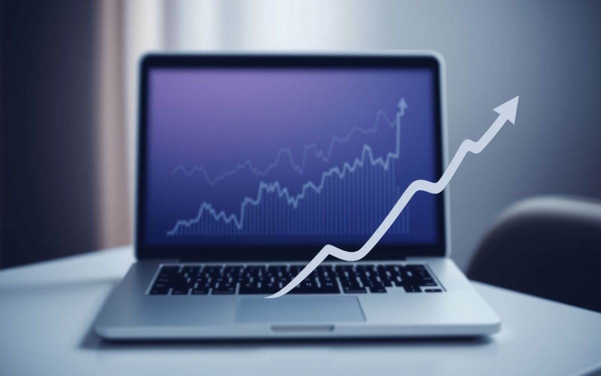Cryptocurrency trading and tax implications visualized on a laptop screen.