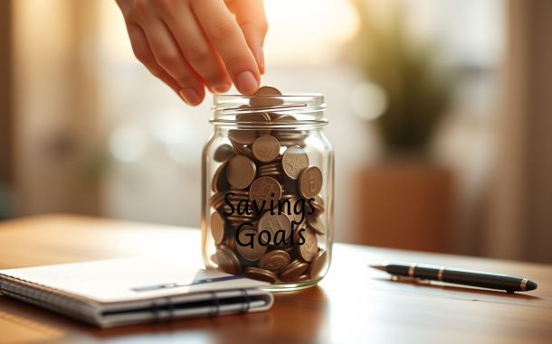 Savings jar filled with coins representing quick savings tips.