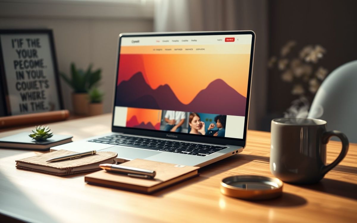 Freelancer's workspace showcasing personal brand elements for freelance success.