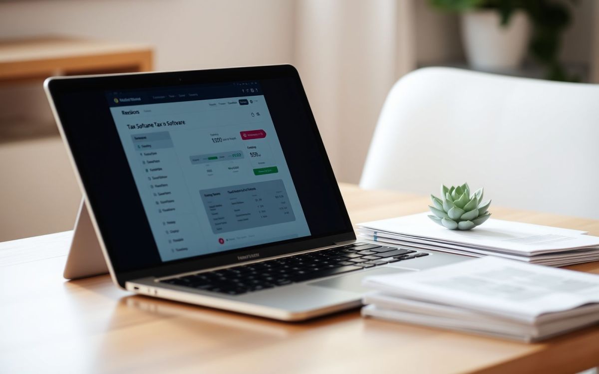 Tax software on laptop, representing choosing the best tax software for simplified filing.