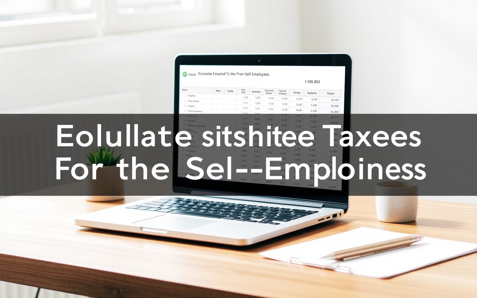 Self-employed individual calculating estimated taxes on a laptop.