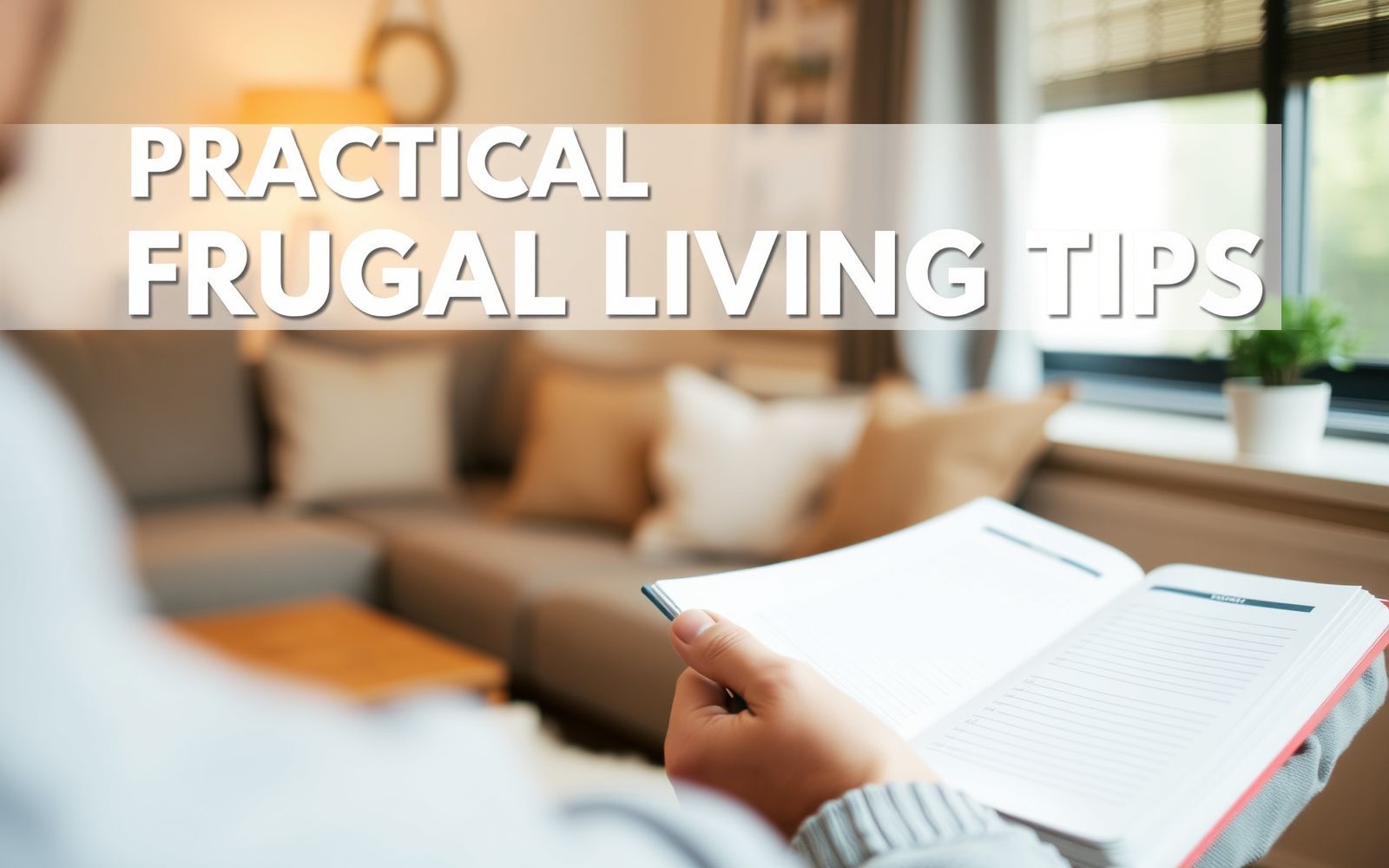 Cozy living room scene representing practical frugal living tips and budgeting