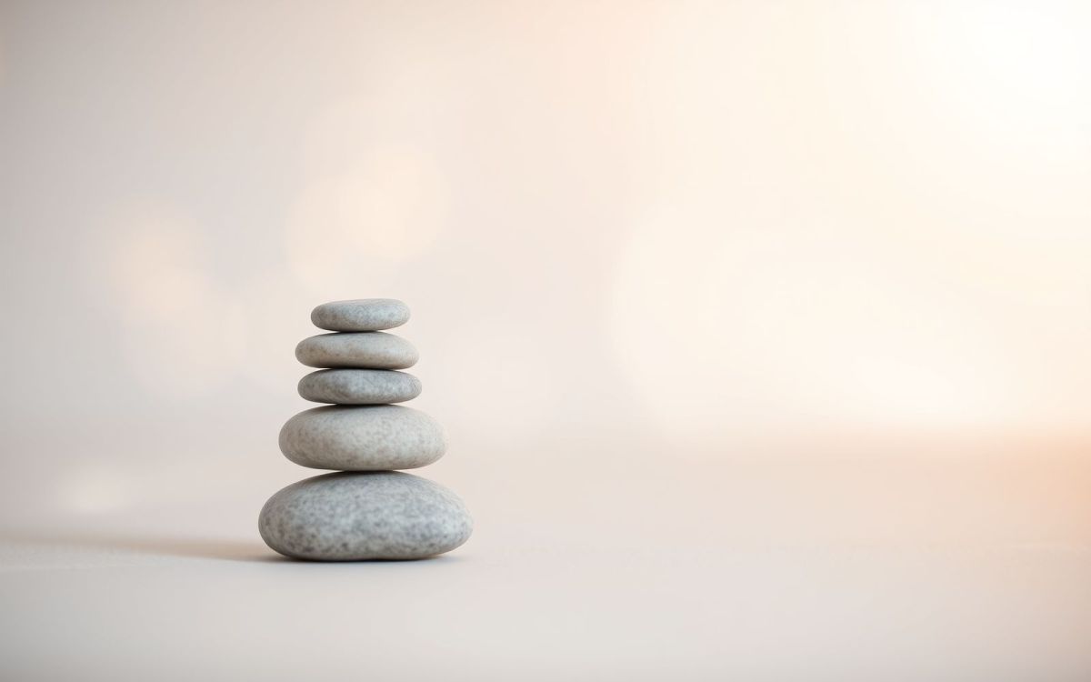 Soft-focus image of balanced stones representing the pros and cons of debt settlement companies.
