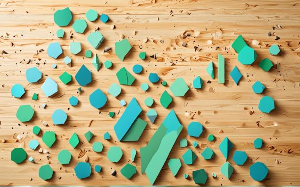 Abstract shapes on a light wood desk representing how to calculate startup valuation pre-seed concepts.