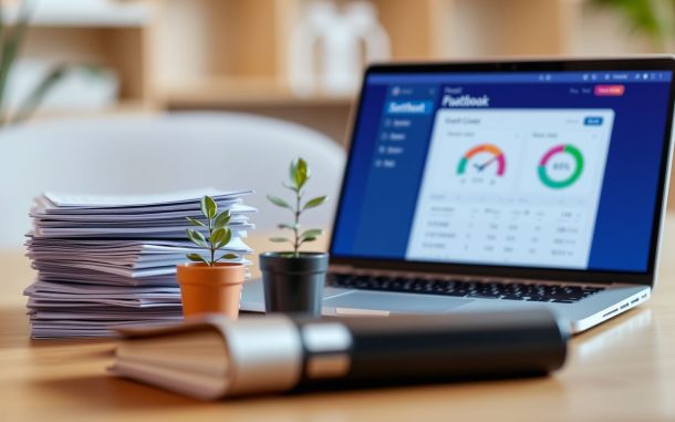 Financial wellness and credit score improvement concept with blurred background.