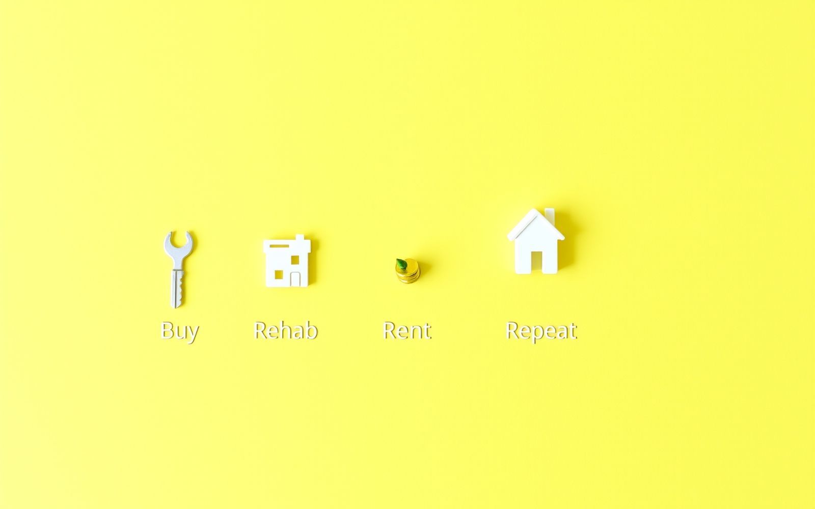 Symbolic representation of the BRRRR method real estate explained steps.