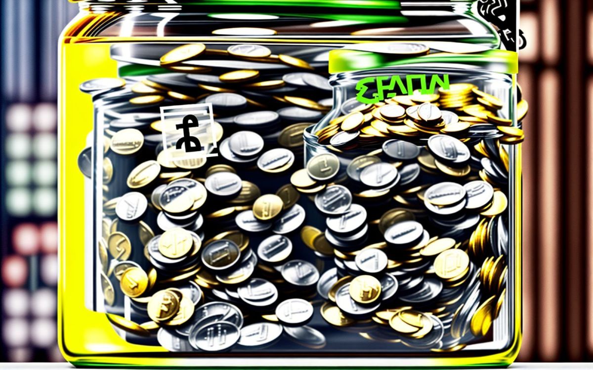Cash flow and profit visualized with coins and a growth graph, representing business finances.