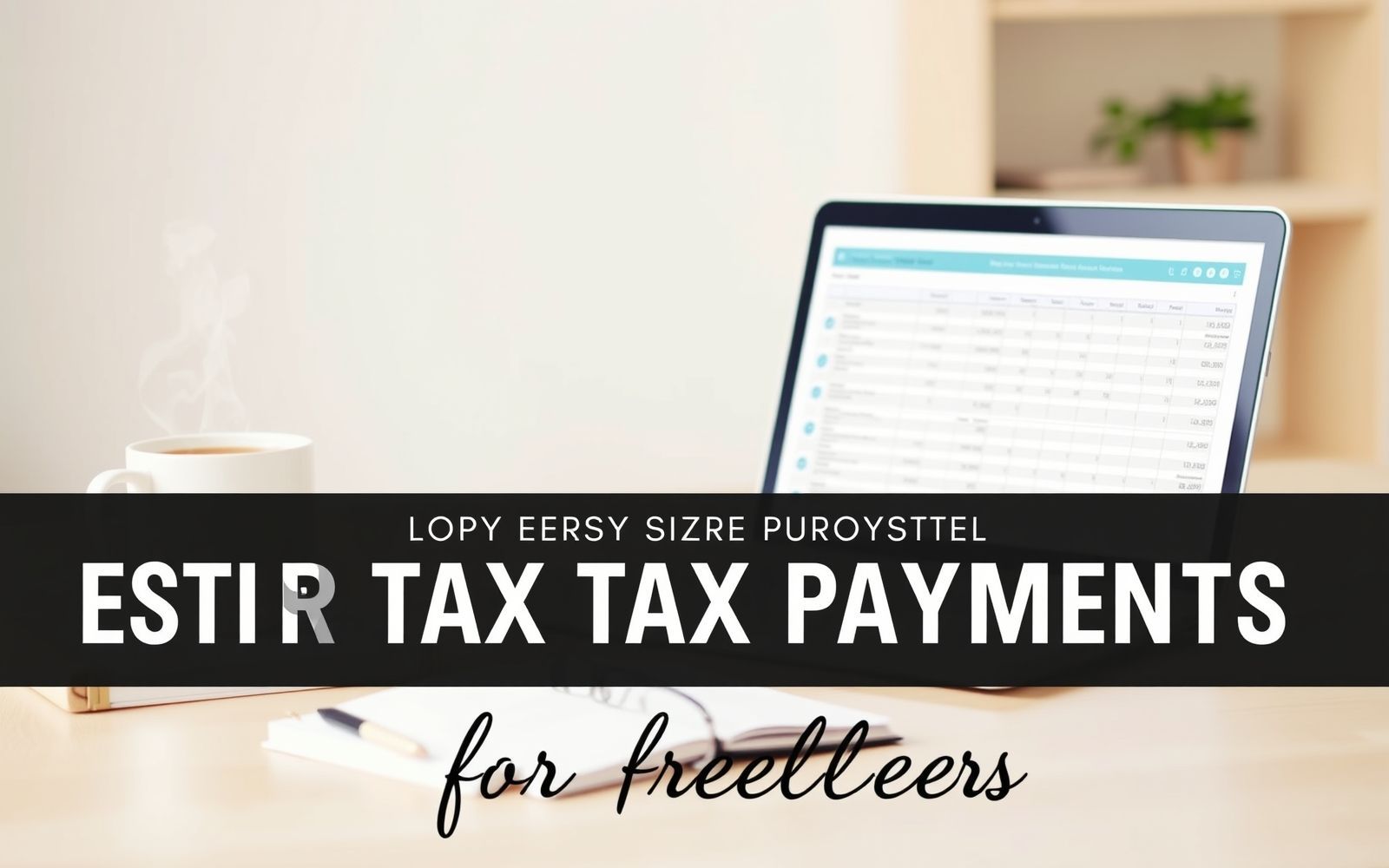 Freelancer's workspace with laptop and planner, representing estimated tax payments.
