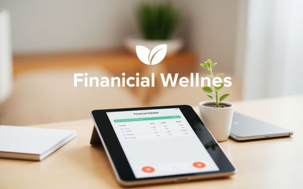 Budgeting app interface on tablet representing personal finance management.