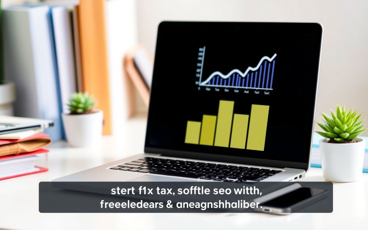 Freelancer using tax software for financial organization and tax planning.