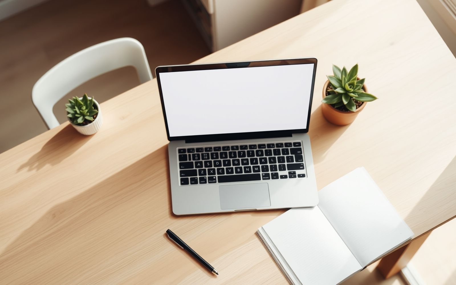 Desk with laptop and notebook representing easy side hustles to start with no money.