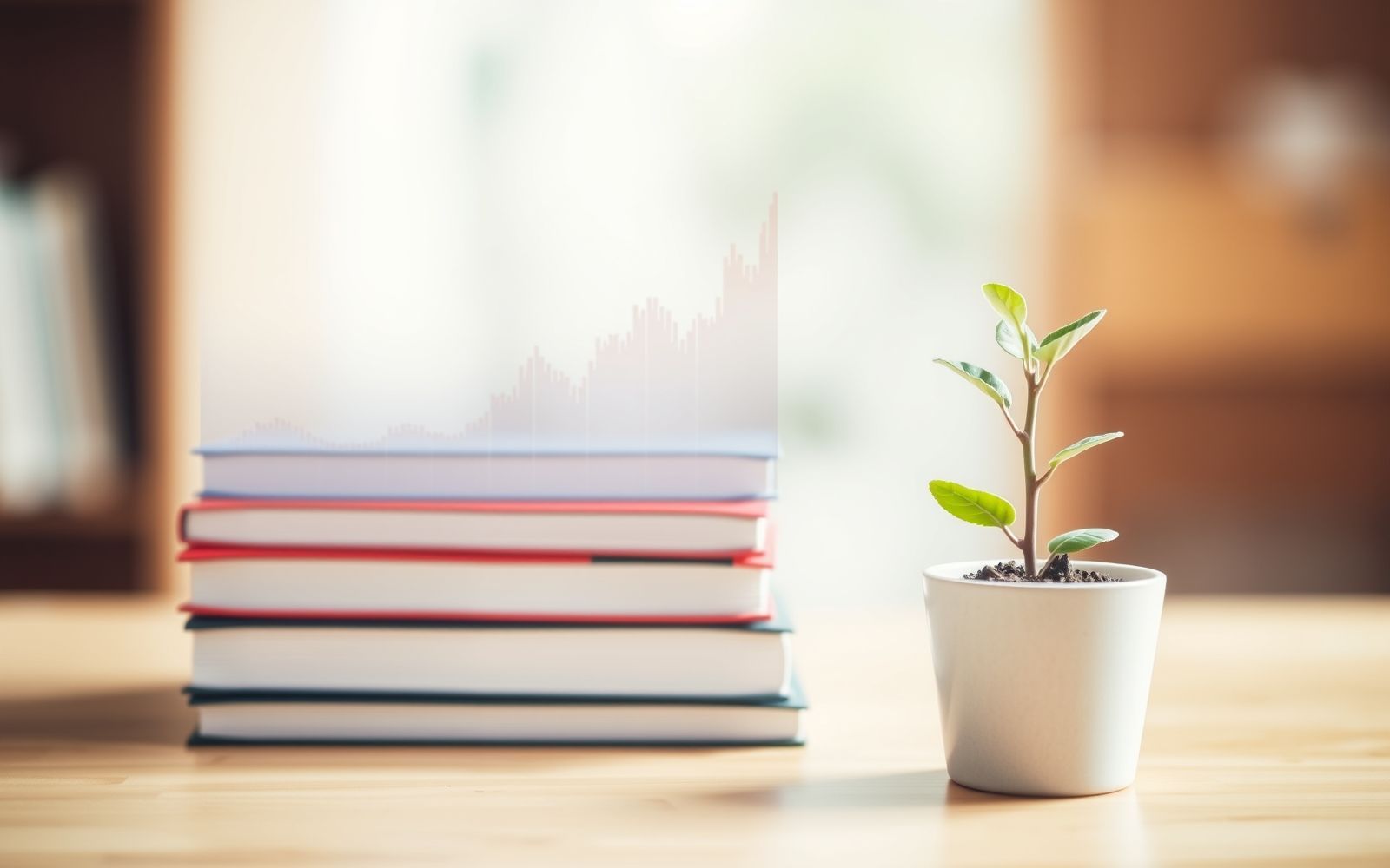 Stock charts and a potted plant symbolizing growth for beginners investing in stocks.
