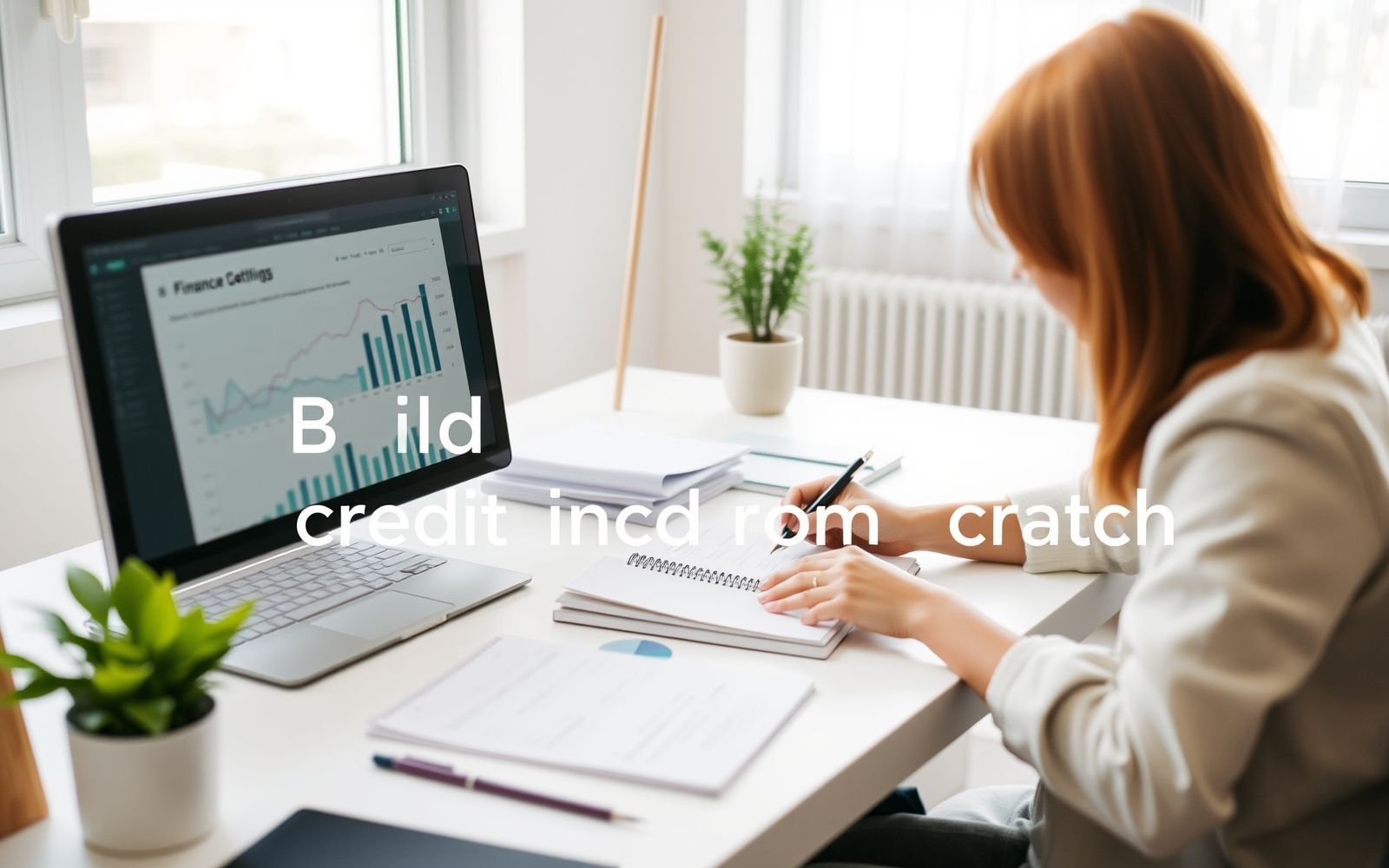 Building credit from scratch: a visual representation of financial planning and growth.