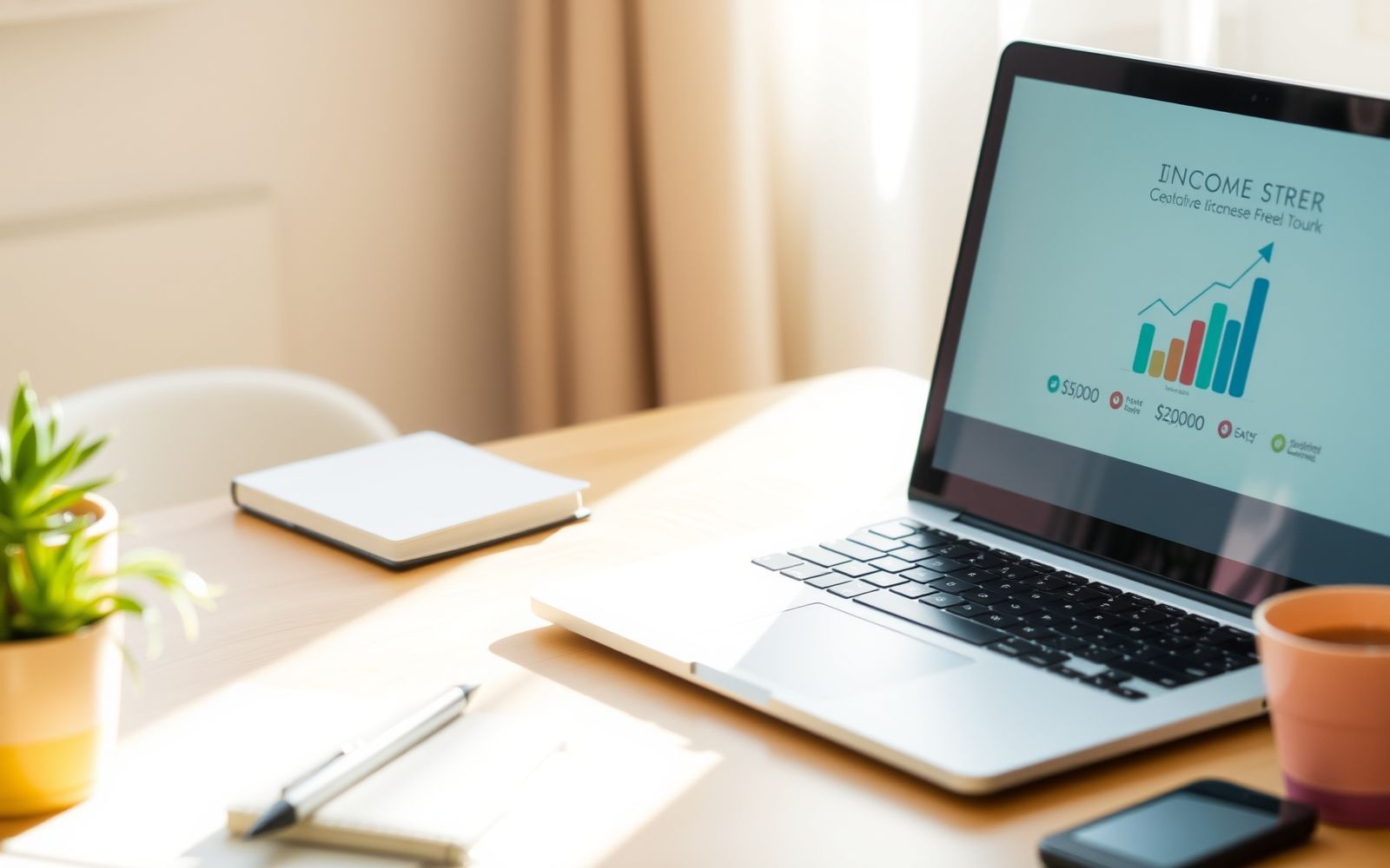 Ways to make money with no experience: a cozy workspace with a laptop.