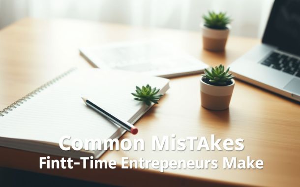 Entrepreneurship concept: notebook, pencil, and succulent representing startup planning and avoiding common mistakes.