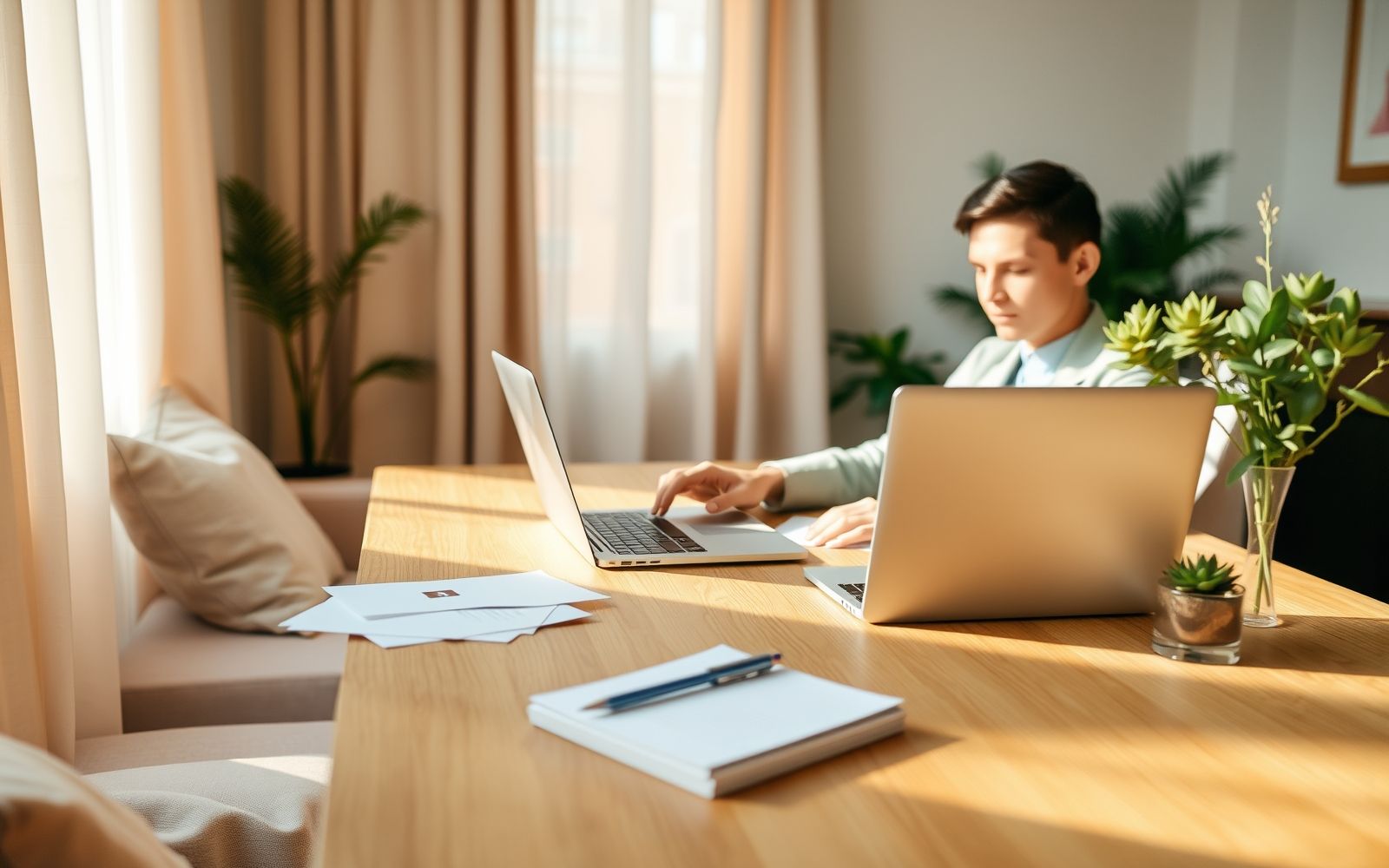 Person working on a laptop at a desk, building an online business.