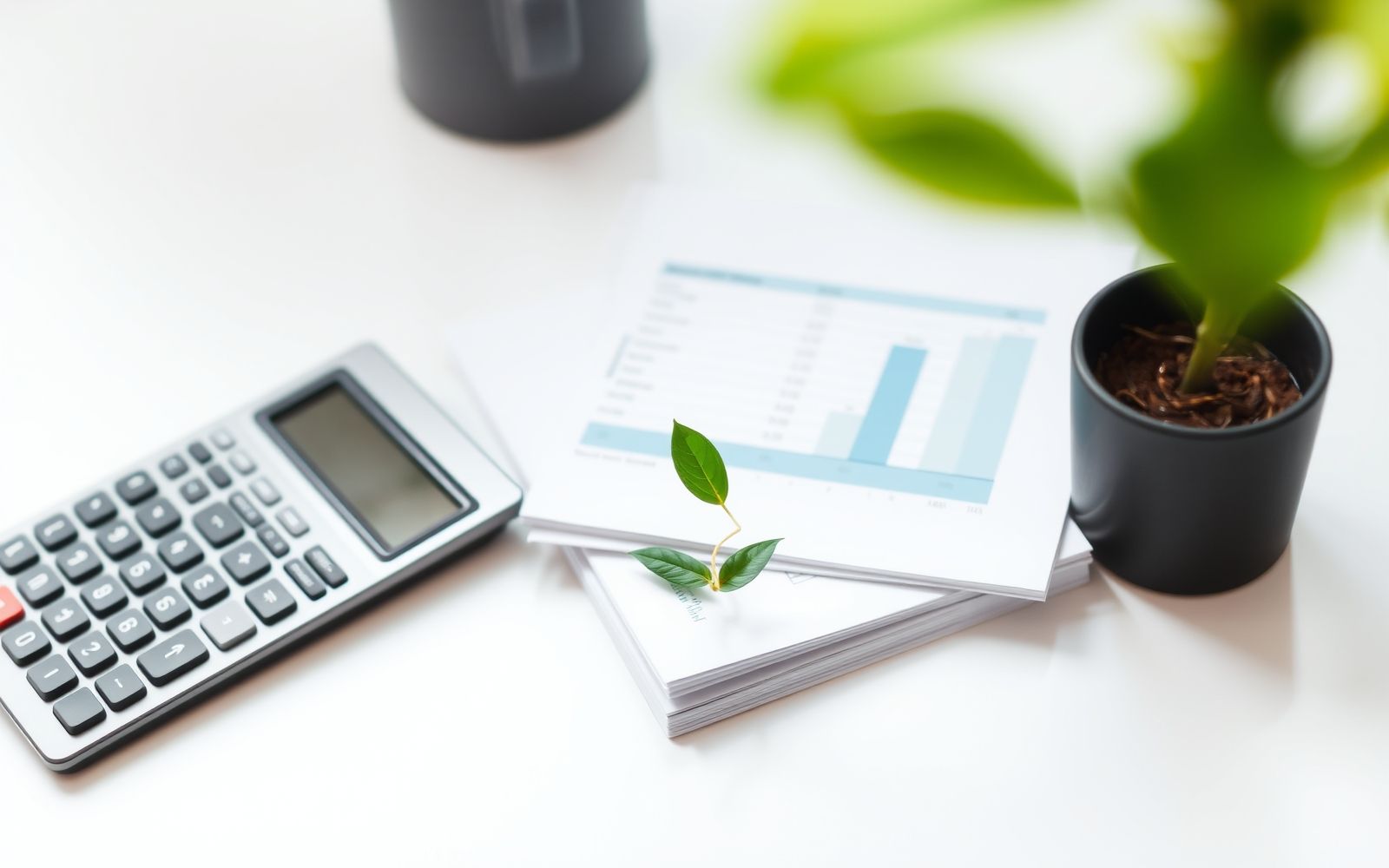 Desk with calculator and abstract comparison charts representing how to compare personal loans.