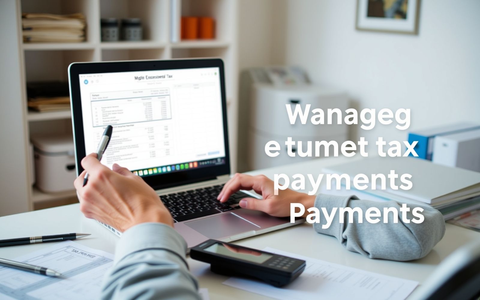 Person managing estimated tax payments on a laptop.