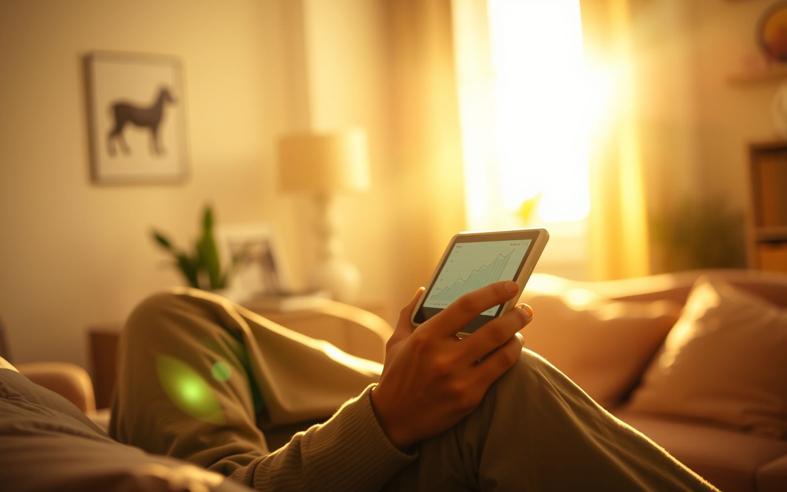 Person looking at a high-yield savings account balance growing.