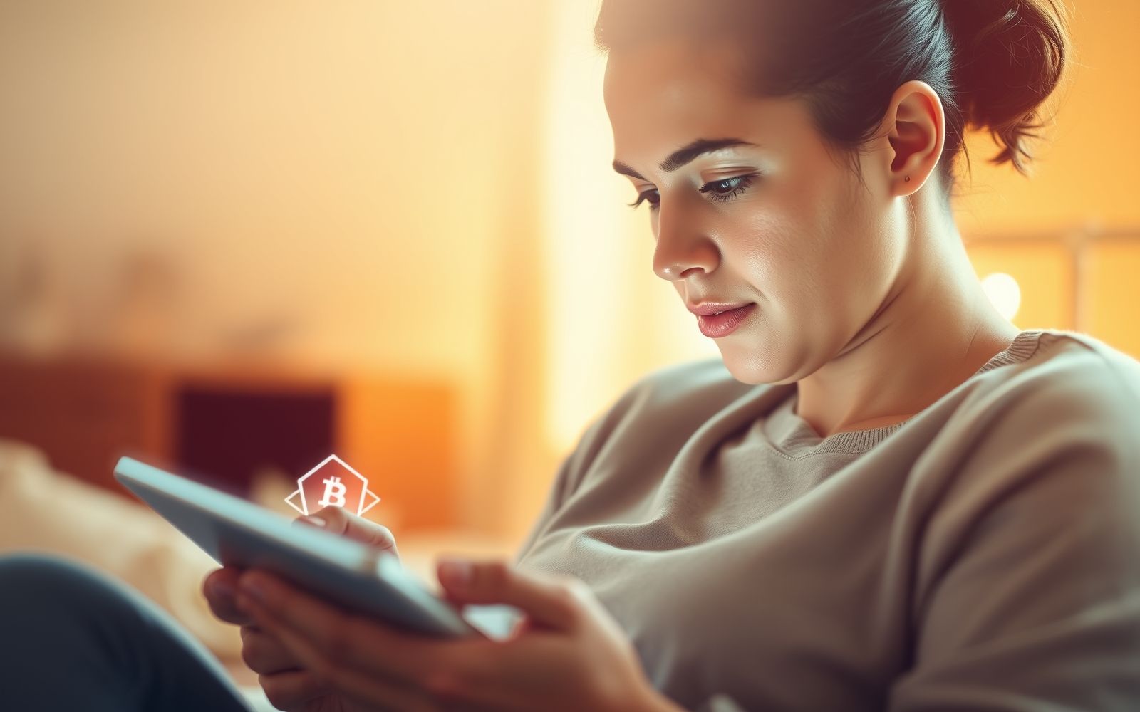 Person learning how to buy Bitcoin on a tablet.