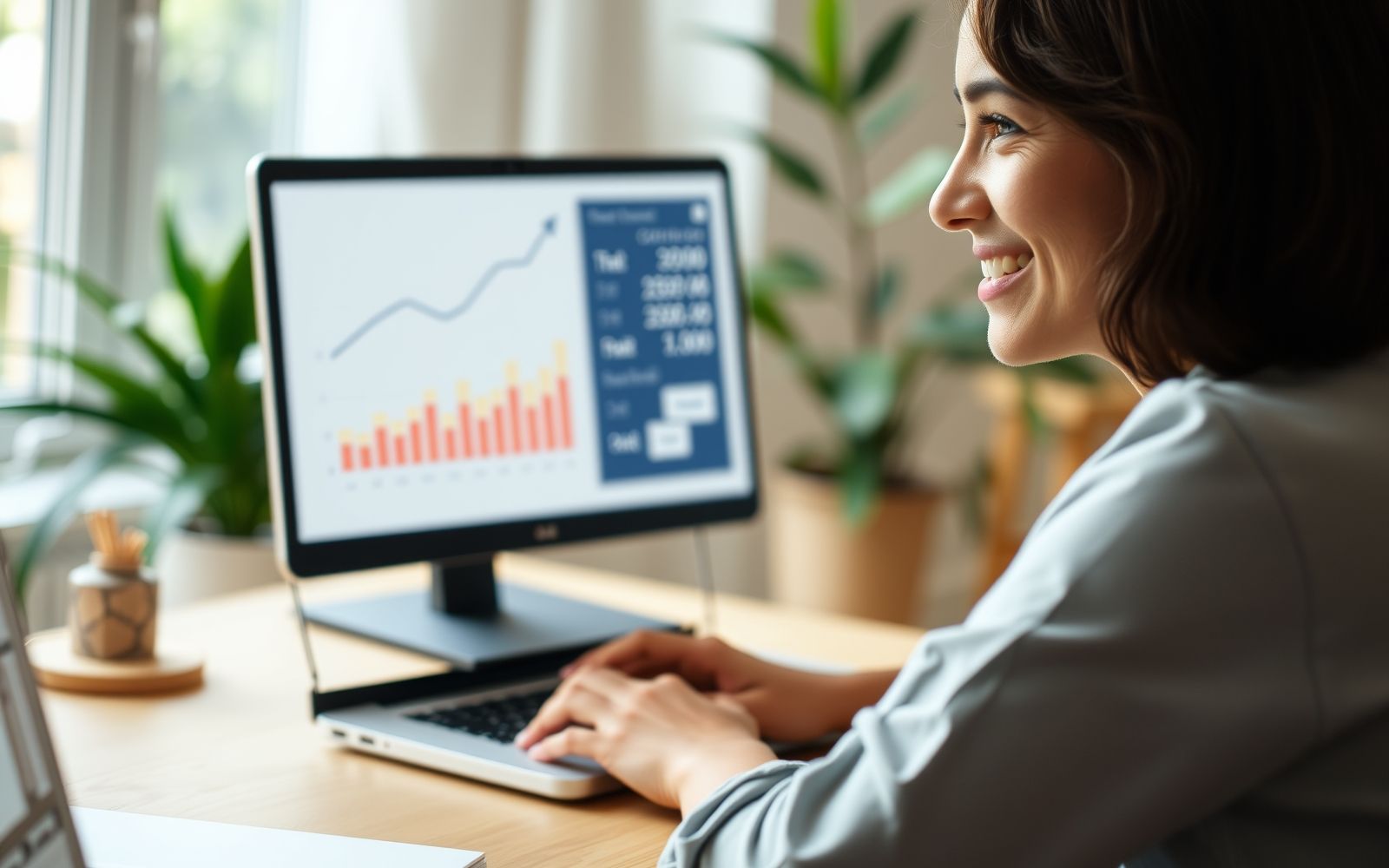 Entrepreneur reviewing LLC formation steps on a laptop in a bright, calm office setting.