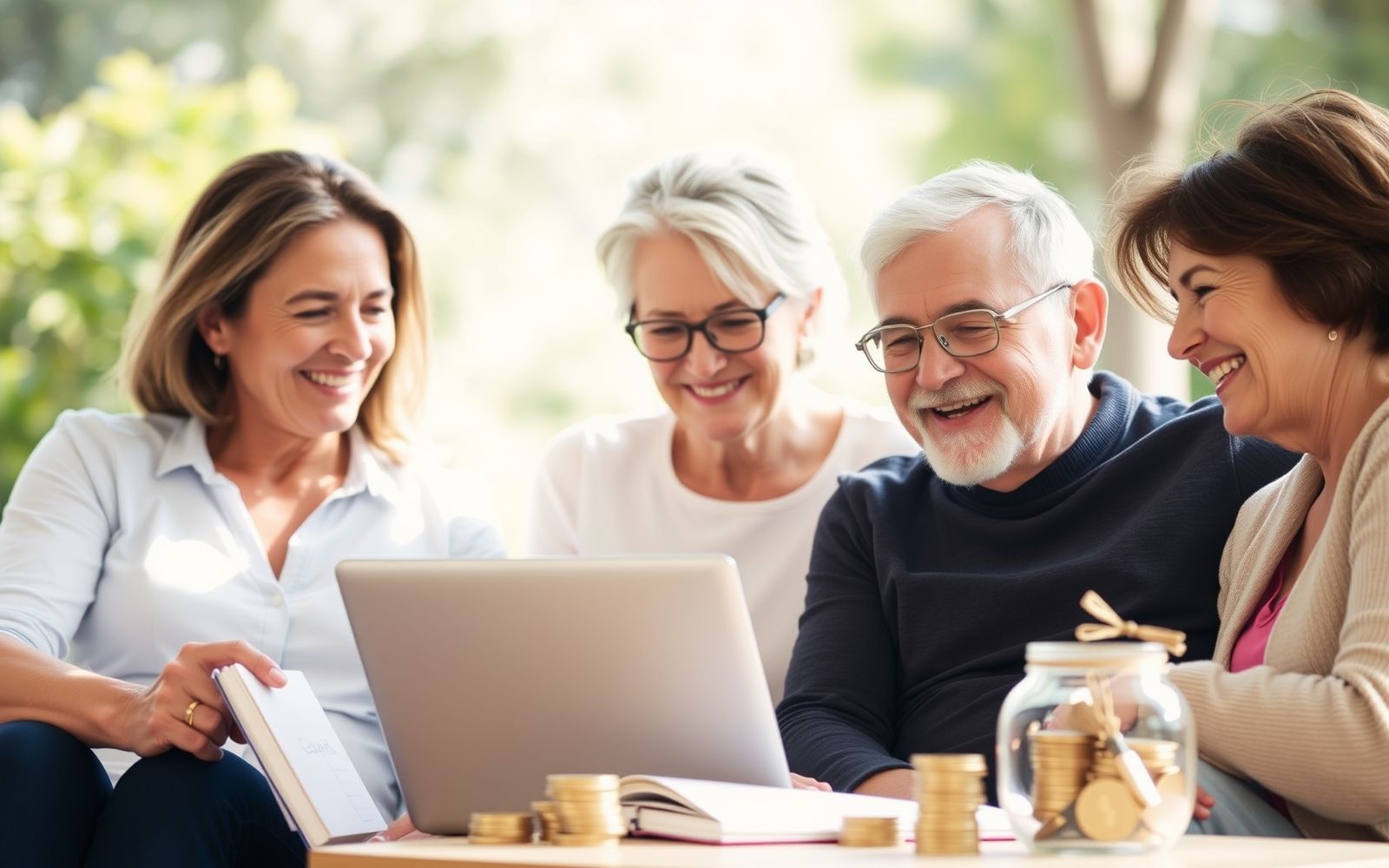 Group of diverse people planning for retirement.