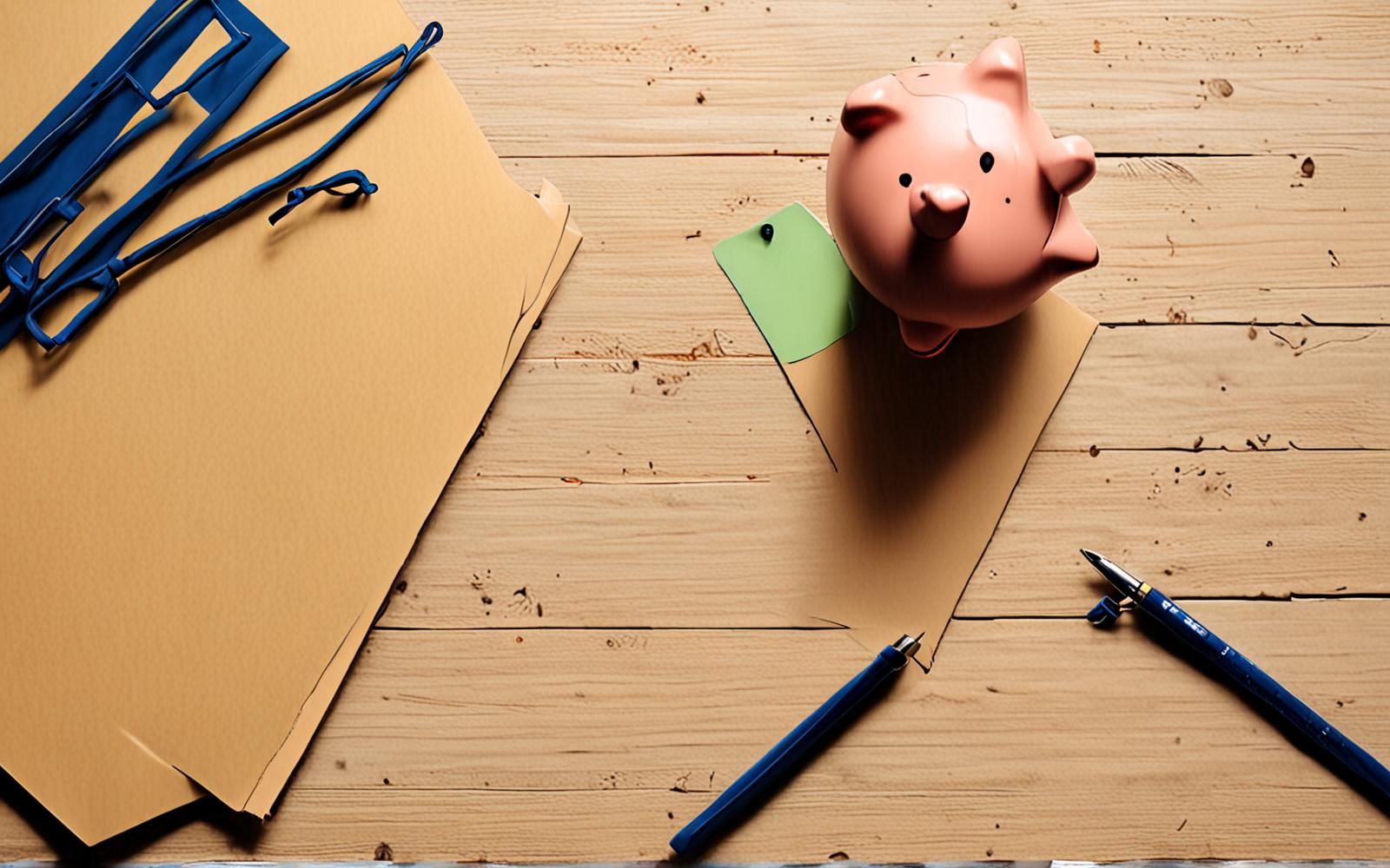 Piggy bank, graduation tassel, and calculator on a desk representing student loan refinance planning.