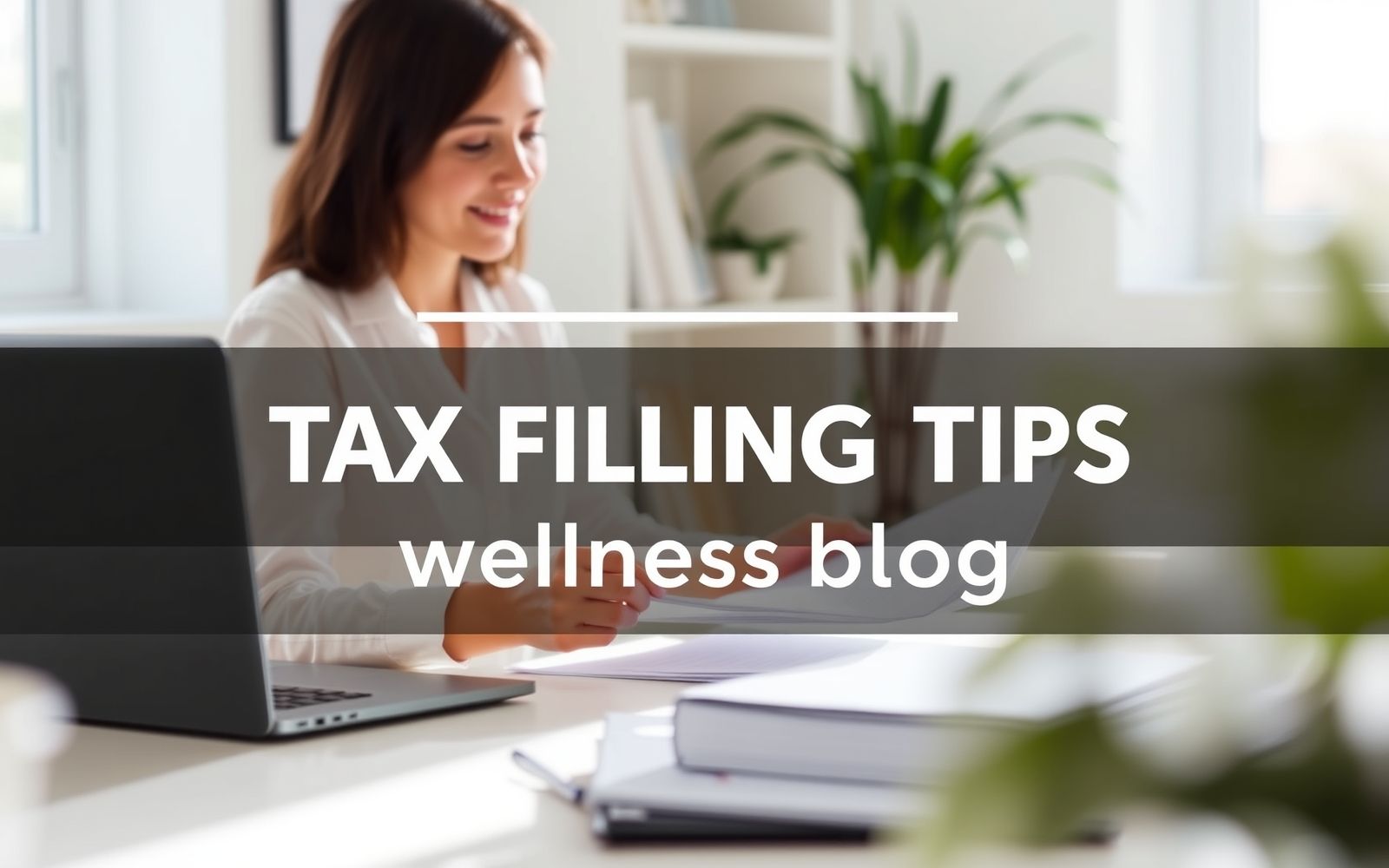 Person calmly organizing documents for tax filing tips.