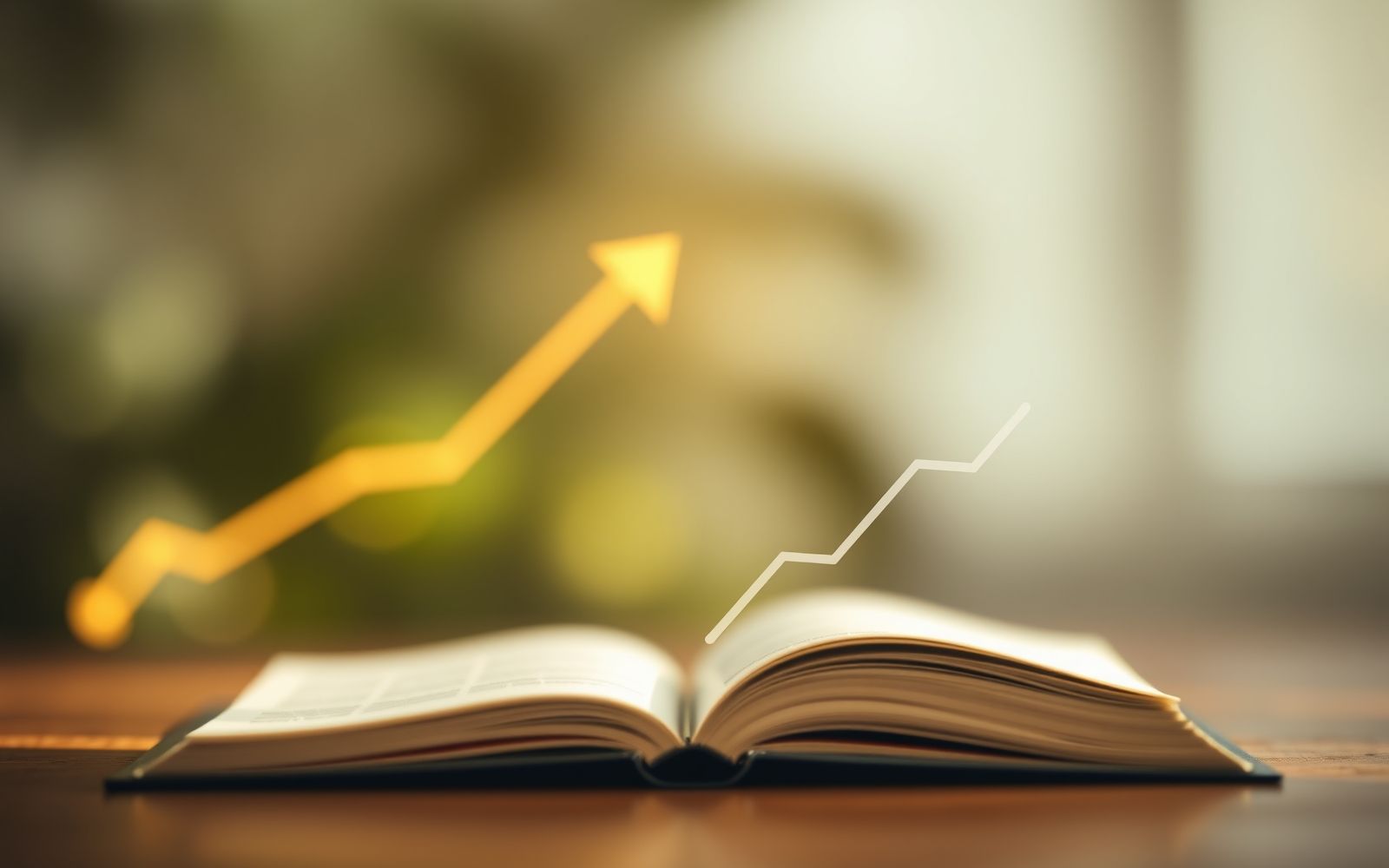 Soft focus image illustrating the concept of understanding stocks with upward trending graphic elements.